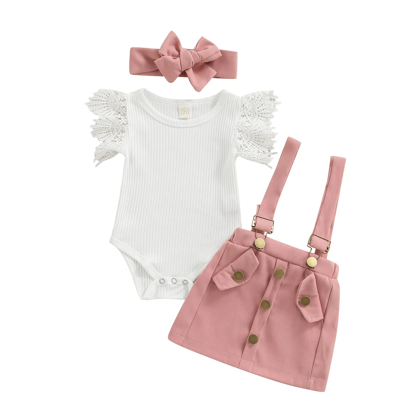 Baby Girl Romper & Headband 3Pcs