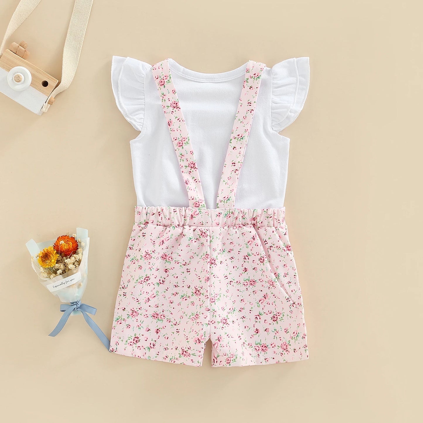 Baby Girl Flowers Suspender 2Pcs