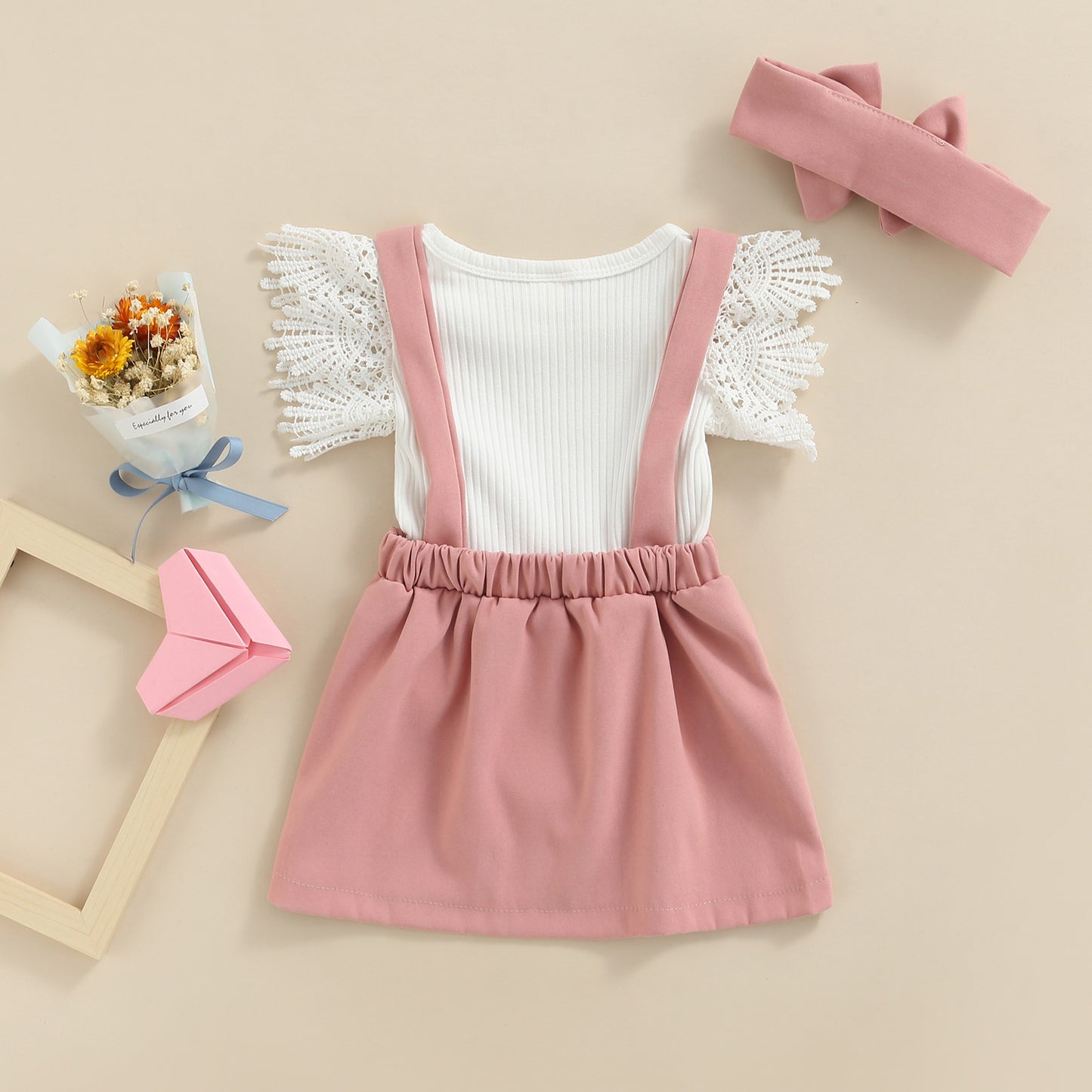 Baby Girl Romper & Headband 3Pcs