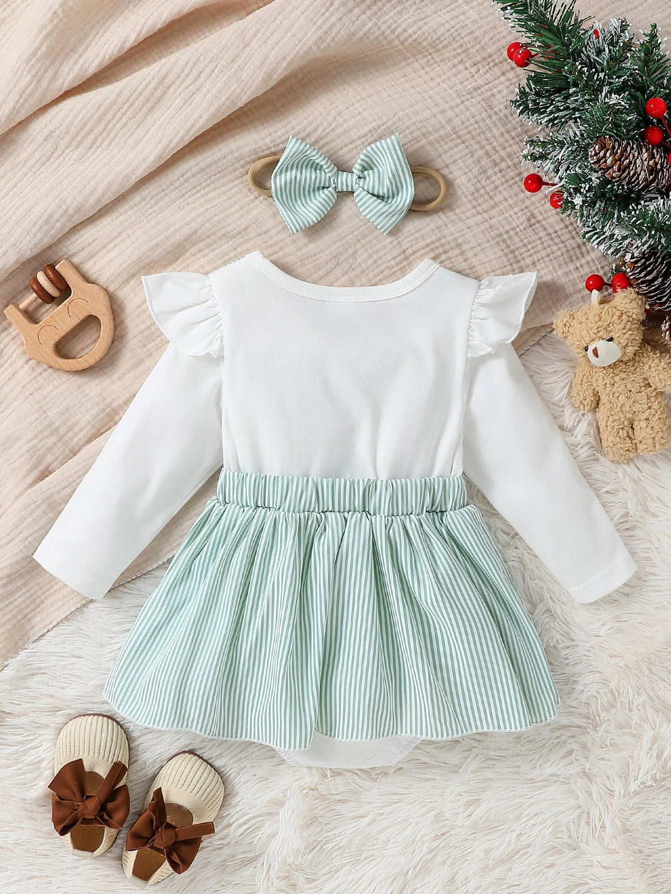 Baby Gilr Cute Bear Jumpsuit &Bow