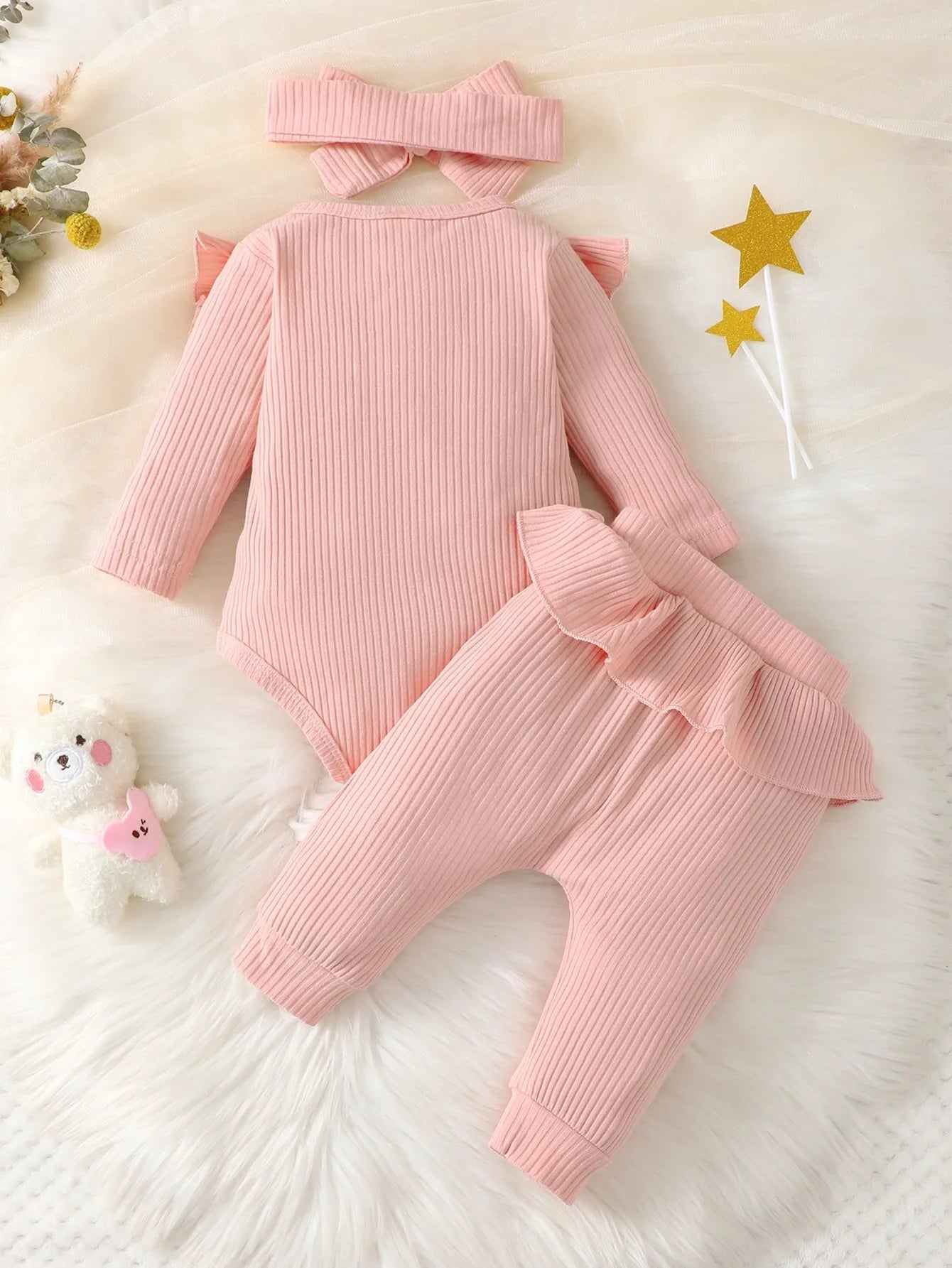 Baby Girl 3Pcs Ruffle Bodysuit