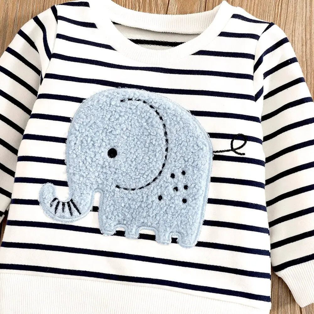 Baby Boy Gray Elephant Two Piece Set