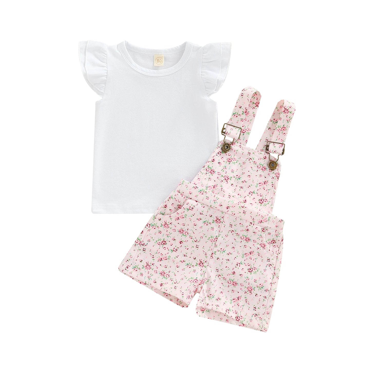 Baby Girl Flowers Suspender 2Pcs